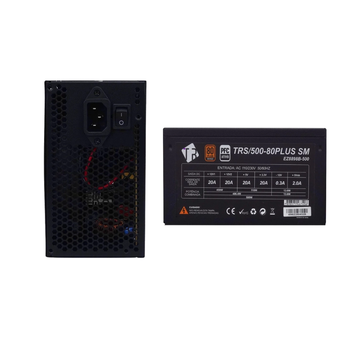 FONTE ATX 500W 80PLUS BRONZE TRONOS TRS/500-80PLUS/B 24 PINOS SEMI MODULAR FONTE ATX 500W 80PLUS BRONZE TRONOS TRS/500-80PLUS/B 24 PINOS SEMI MODULAR