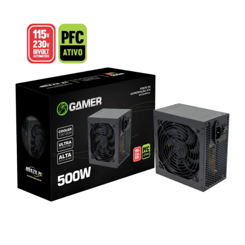 Fonte de alimentação para PC Brazil PC BPC/500PFCA 500W preta 127/220V