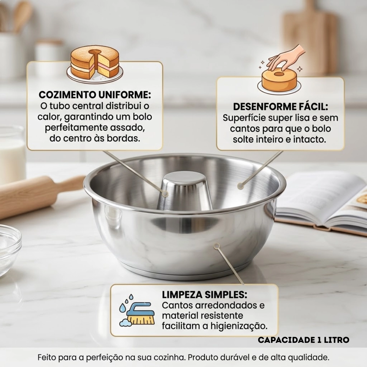FORMA ASSADEIRA PARA PUDIM DE ALUMÍNIO N18 1 LITRO ALOESTE FORMA ASSADEIRA PARA PUDIM DE ALUMÍNIO N18 1 LITRO ALOESTE