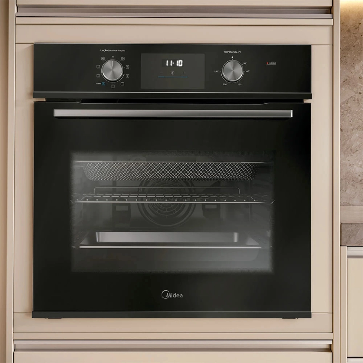 FORNO DE EMBUTIR ELÉTRICO 80L MIDEA DIGITAL AIRFRYER 8 FUNÇÕES 220V