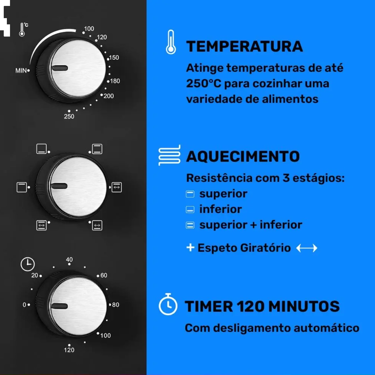 Forno Elétrico 48 Litros Com Espeto Giratório Best Plus 127V Forno Elétrico 48 Litros Com Espeto Giratório Best Plus 127V