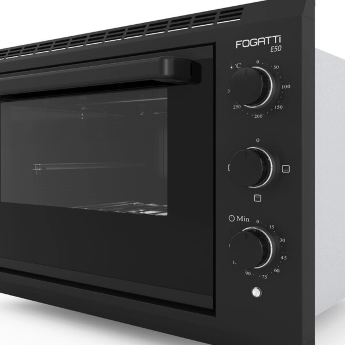 FORNO ELÉTRICO DE EMBUTIR FOGATTI 50L PRETO 1750W E50 LUZ INTERNA 127V