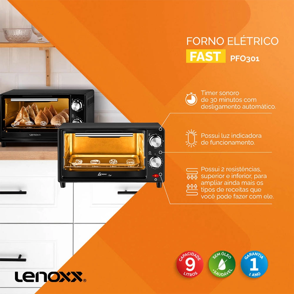 FORNO ELÉTRICO FAST LENOXX 220V PRETO