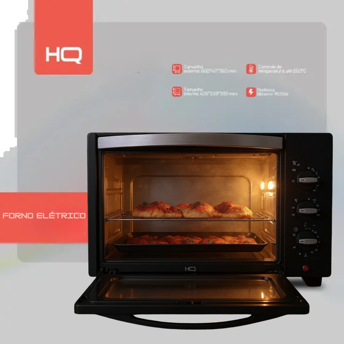 FORNO ELÉTRICO HQ 48 LITROS PRETO HQ48D 1600W 220V