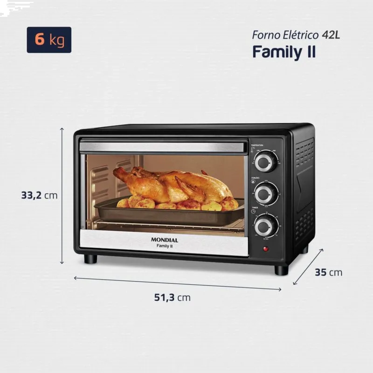 FORNO ELÉTRICO MONDIAL FAMILY FR-42 1600W 42L 127V PRETO