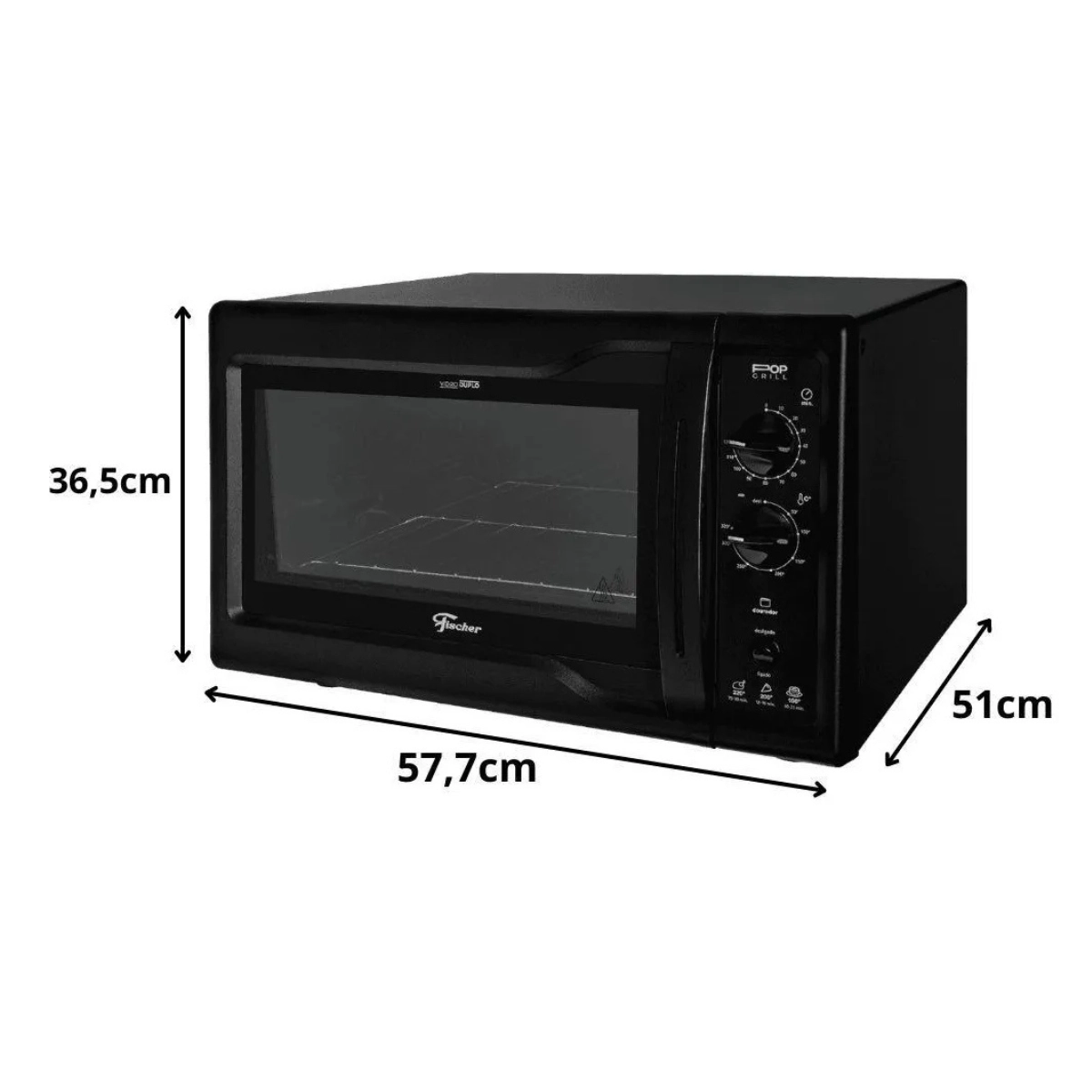 Forno Eletrico Fischer Pop Grill Bancada 44l Black 127v Forno Eletrico Fischer Pop Grill Bancada 44l Black 127v