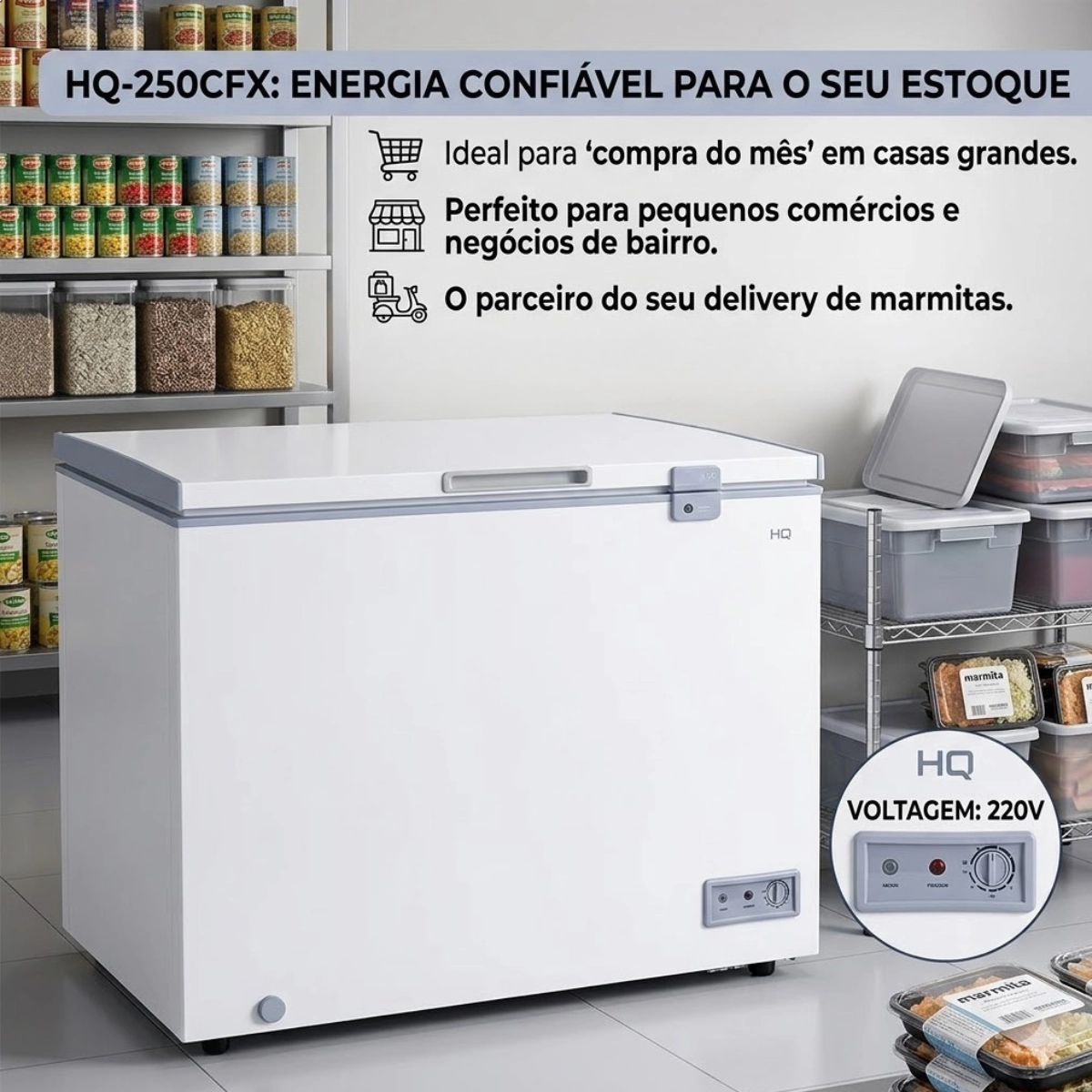 Freezer/conservador Horizontal Hq 250l Br Hq-250cfx2 220v Freezer/conservador Horizontal Hq 250l Br Hq-250cfx2 220v