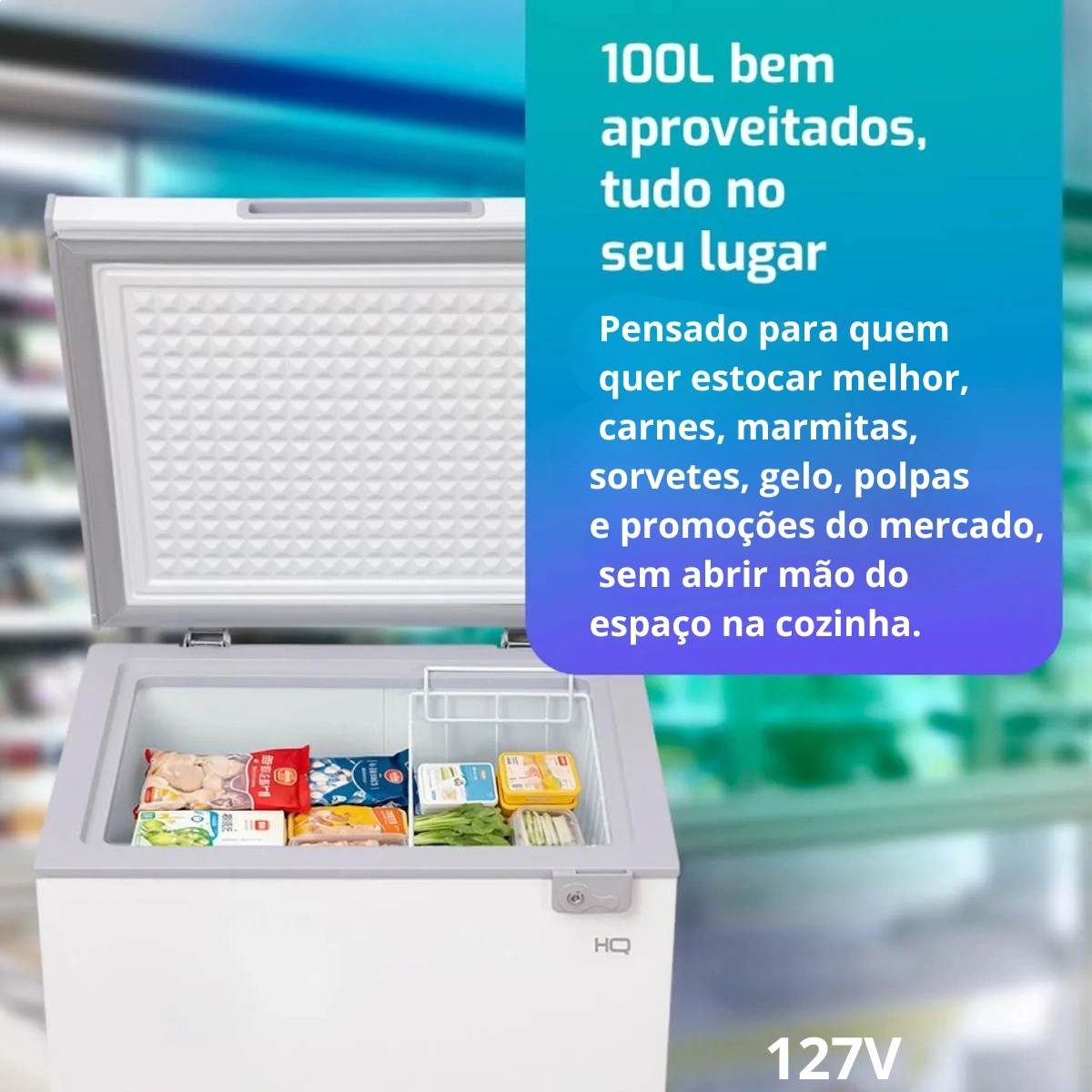 FREEZER E CONSERVADOR HORIZONTAL HQ 100 LITROS BH-100CFX1 BRANCO 127V FREEZER E CONSERVADOR HORIZONTAL HQ 100 LITROS BH-100CFX1 BRANCO 127V