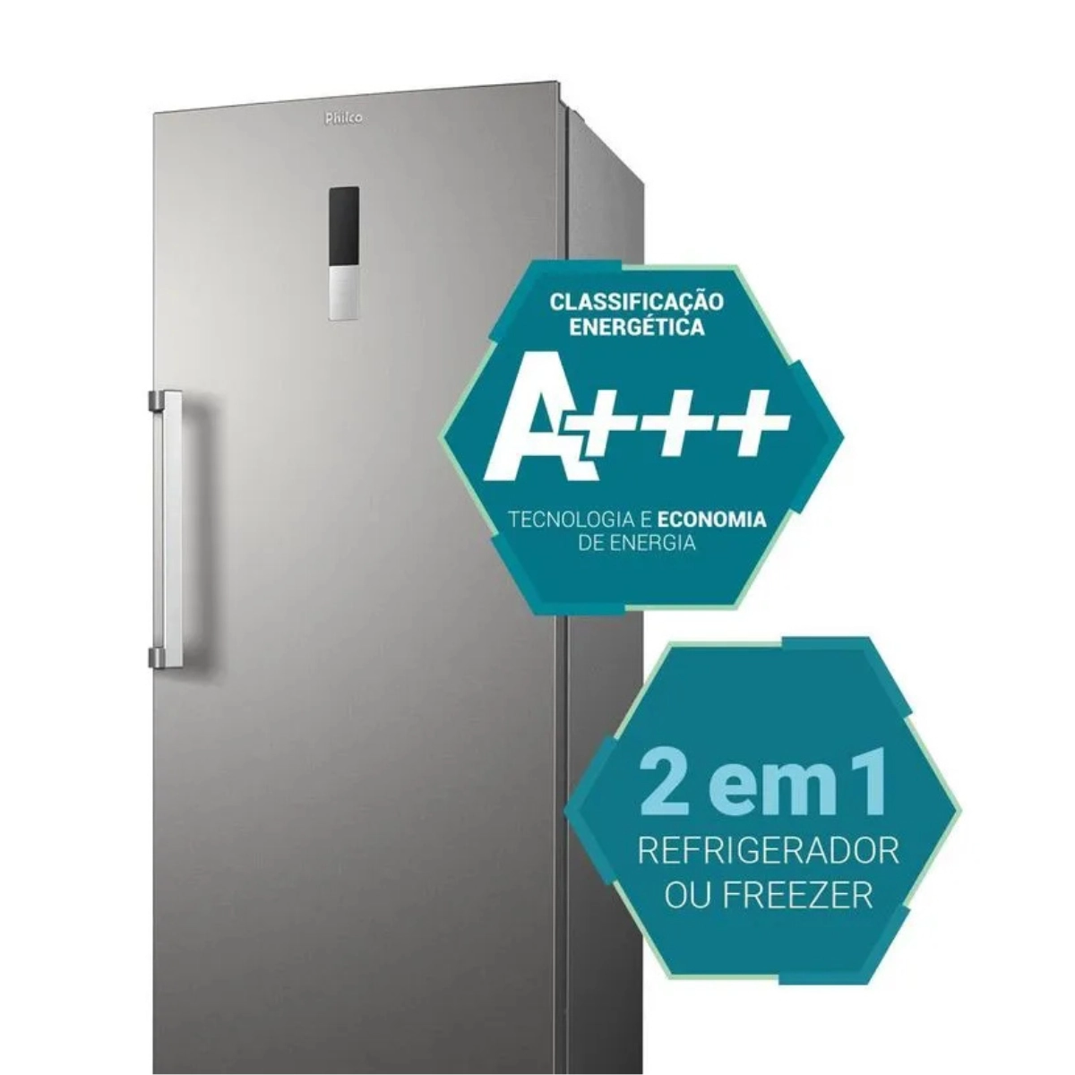 FREEZER E REFRIGERADOR VERTICAL 380L 2 EM 1 INOX PHILCO PFV38A 220V FREEZER E REFRIGERADOR VERTICAL 380L 2 EM 1 INOX PHILCO PFV38A 220V