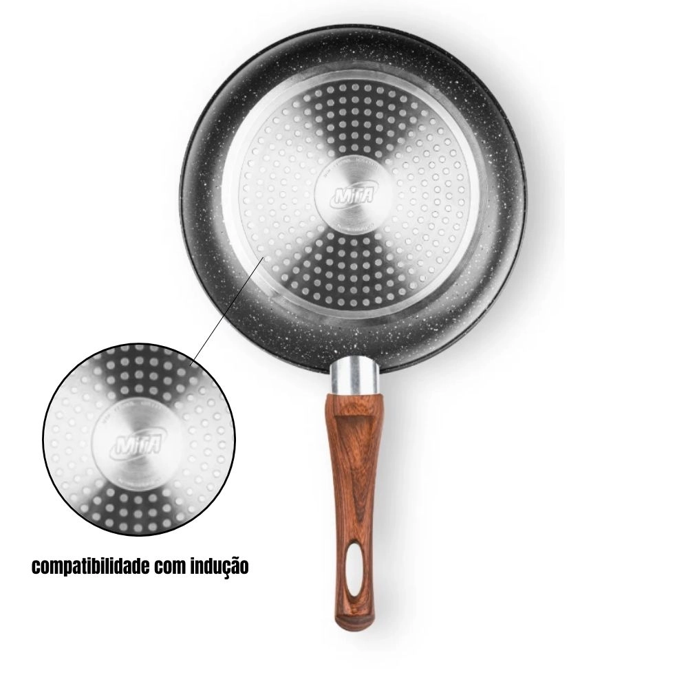 Frigideira Ceramica Antiaderente Fogão Cooktop Indução E Gás - Preto MTA Frigideira Ceramica Antiaderente Fogão Cooktop Indução E Gás - Preto MTA