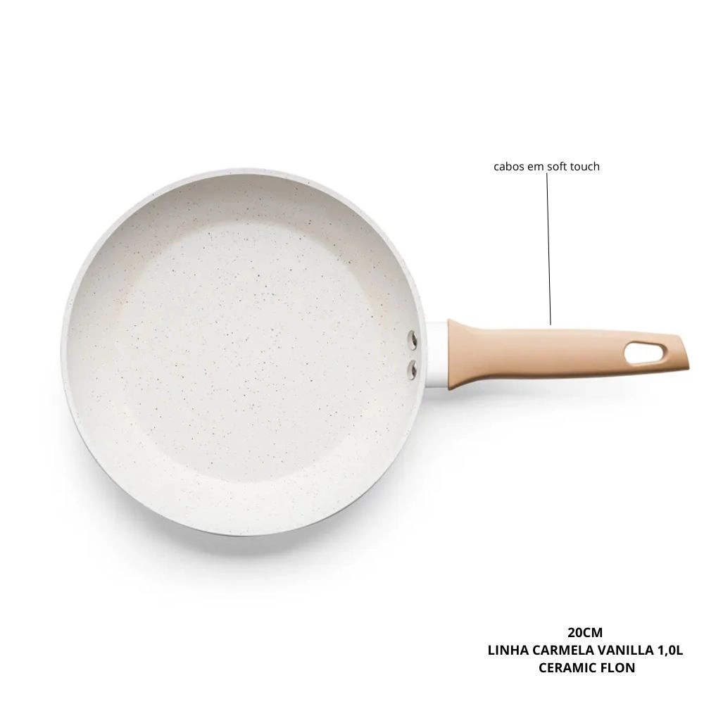 Frigideira Indução Antiaderente Ceramic Flon 20cm Carmela Vanilla - MTA Frigideira Indução Antiaderente Ceramic Flon 20cm Carmela Vanilla - MTA