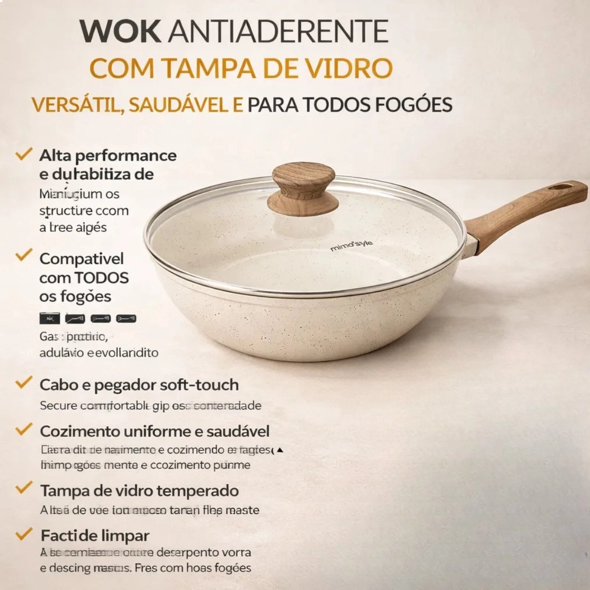 FRIGIDEIRA WOK INDUÇÃO STYLE COOK MÁRMOL CERÂMICA 28CM 4,15L FRIGIDEIRA WOK INDUÇÃO STYLE COOK MÁRMOL CERÂMICA 28CM 4,15L