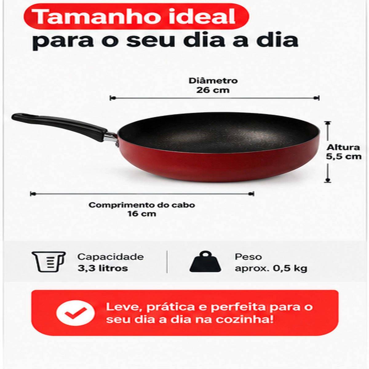 FRIGIDEIRA WORK ANTIADERENTE 3,3L ALUFLON ALOESTE CEREJA
