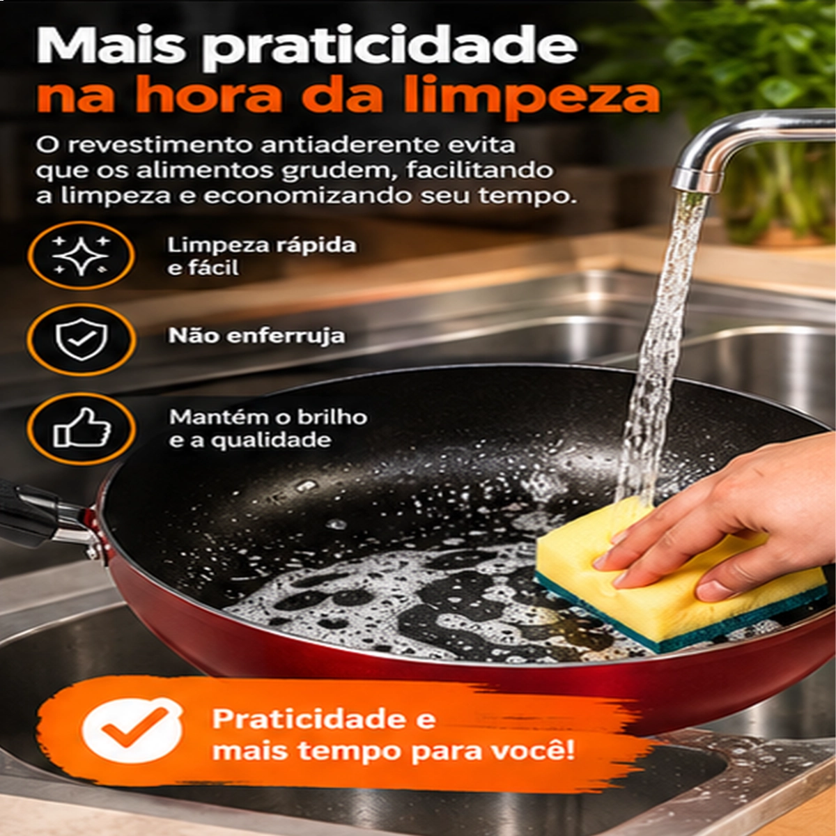 FRIGIDEIRA WORK ANTIADERENTE 3,3L ALUFLON ALOESTE PRETA