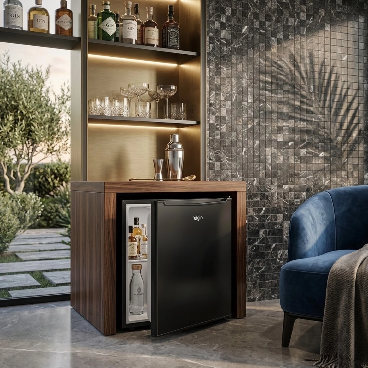 FRIGOBAR ELGIN 47 LITROS 220 PRETO PORTA REVERSIVEL 