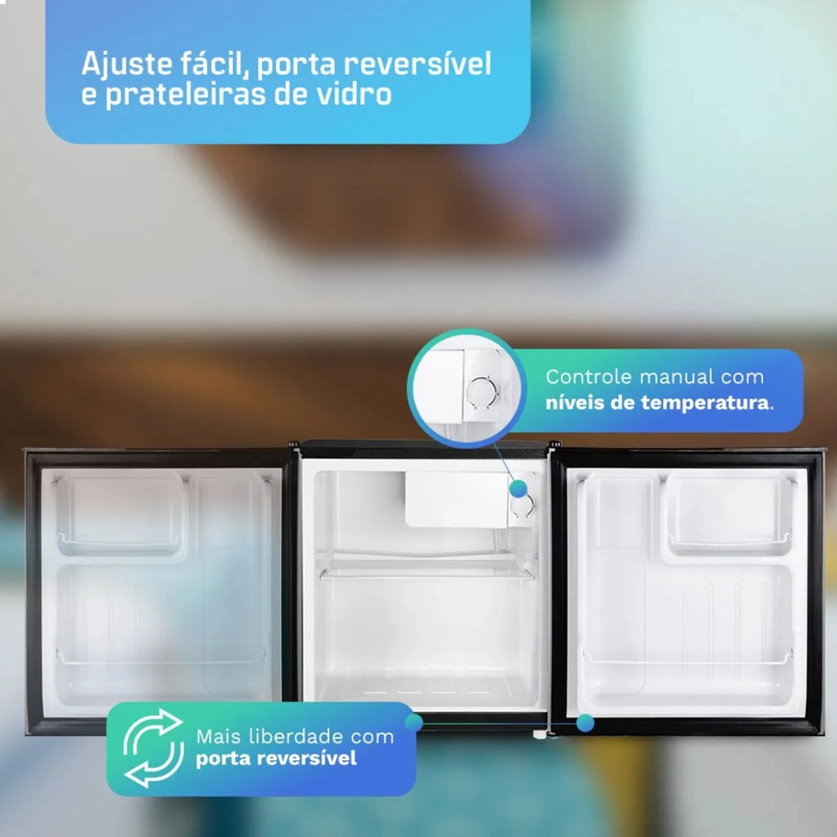 FRIGOBAR HQ 52 LITROS BC-52 220V CINZA COM PORTA REVESIVEL FRIGOBAR HQ 52 LITROS BC-52 220V CINZA COM PORTA REVESIVEL