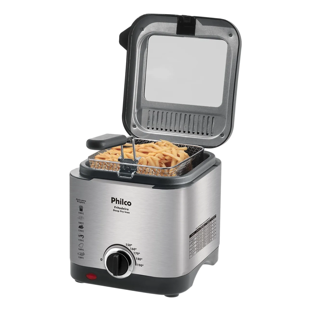 FRITADEIRA ELETRICA 1,8L PHILCO 900W DEEP FRY OLEO INOX 127V