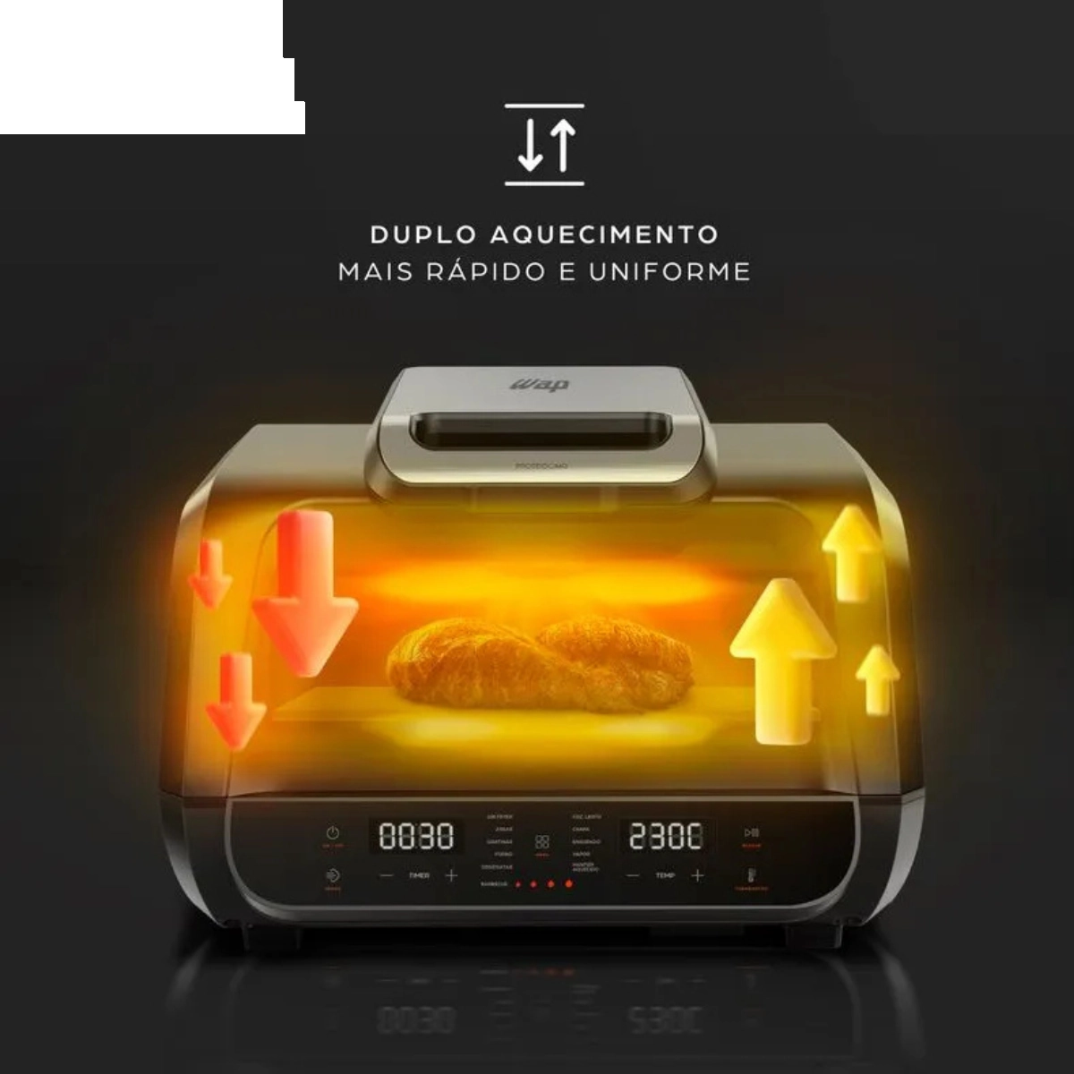 FRITADEIRA ELETRICA AIR FRYER 12 EM 1 DIGITAL WAP BARBECUE WC AB1090 PRETO 230C 220V FRITADEIRA ELETRICA AIR FRYER 12 EM 1 DIGITAL WAP BARBECUE WC AB1090 PRETO 230C 220V