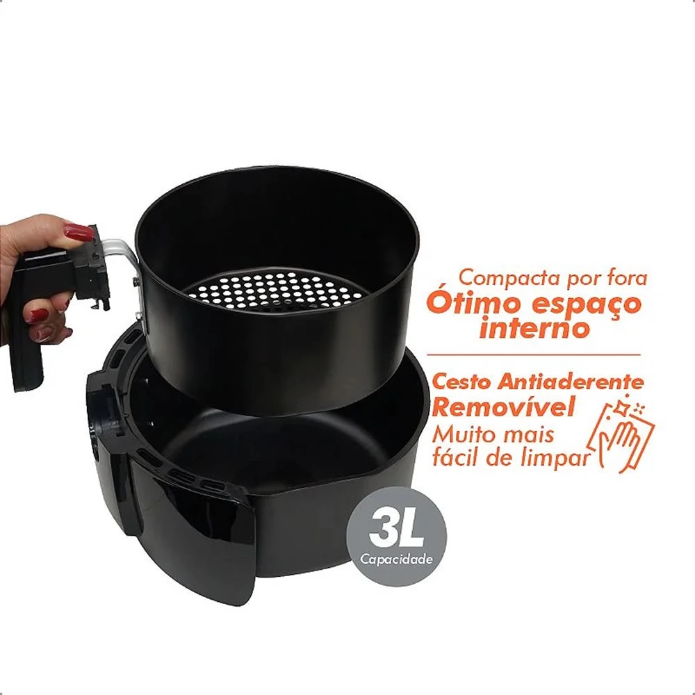 Fritadeira Eletrica Air Fryer sem Óleo Tronos 3 Litros com Timer 127v