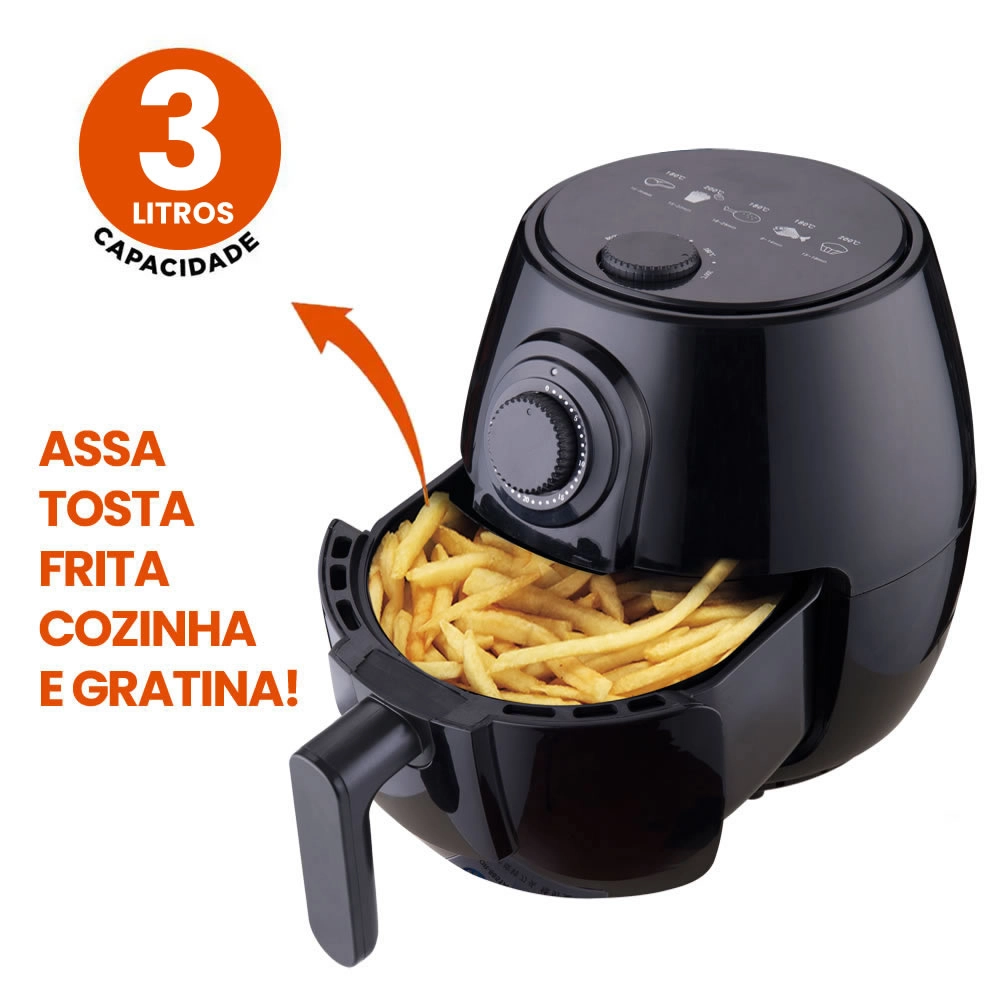 Fritadeira Eletrica Air Fryer sem Óleo Tronos 3 Litros com Timer 220v Fritadeira Eletrica Air Fryer sem Óleo Tronos 3 Litros com Timer 220v