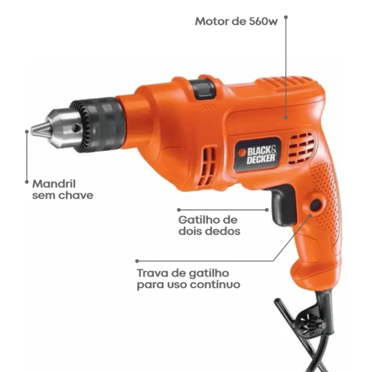 FURADEIRA IMPACTO 3/8'' 127V LARANJA 500W 2800 RPM BLACK DECKER COM CHAVE FURADEIRA IMPACTO 3/8'' 127V LARANJA 500W 2800 RPM BLACK DECKER COM CHAVE