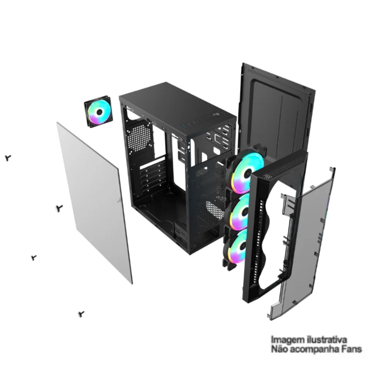GABINETE ATX BPC GAMER PRETO COM LATERAL DE VIDRO SEM FONTE