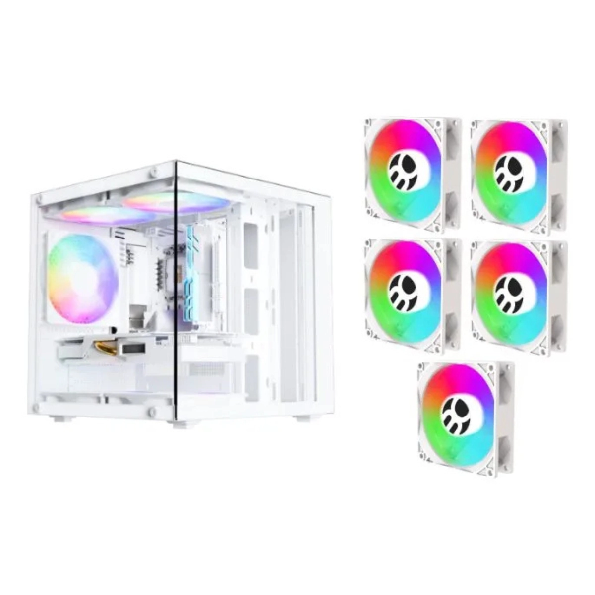 GABINETE GAMER AQUÁRIO LIFE PRO BG-066 C/ 5 COOLER FANS BRANCO