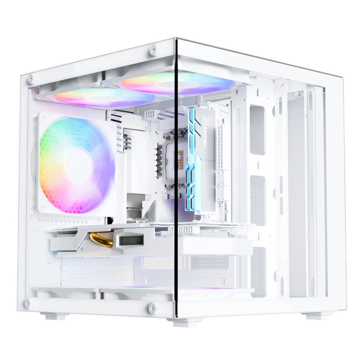 GABINETE GAMER AQUÁRIO LIFE PRO BG-066 C/ 5 COOLER FANS BRANCO
