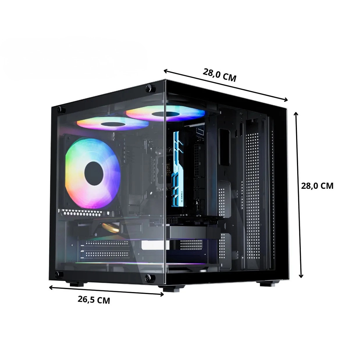 GABINETE GAMER AQUÁRIO LIFE PRO BG-066 C/ 5 COOLER FANS PRETO