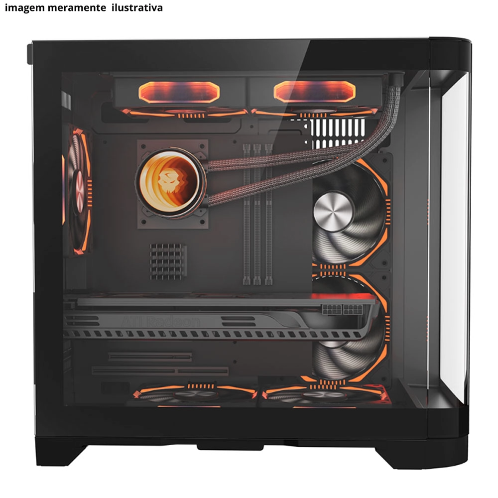 GABINETE GAMER BPC-CANOPY-B MINI PRETO C/ 5 COOLER LATERAL DE VIDRO MATX