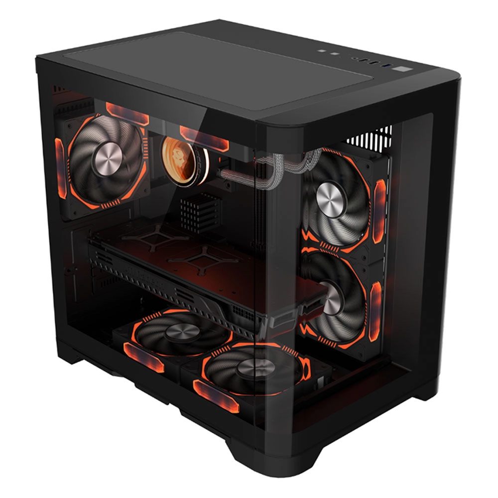 GABINETE GAMER BPC-CANOPY-B MINI PRETO C/ 5 COOLER LATERAL DE VIDRO MATX
