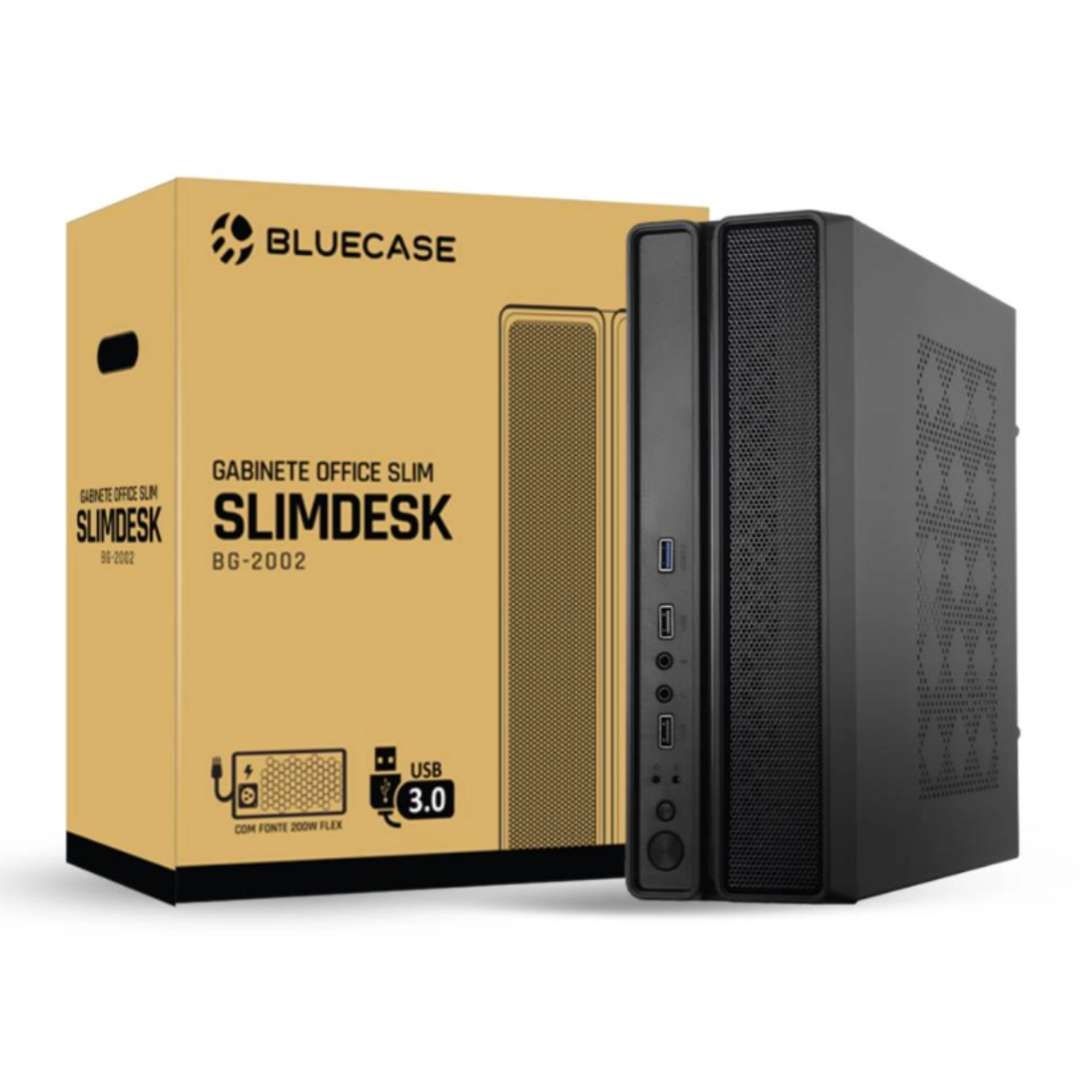 Gabinete Slim com Fonte 200w Slimdesk Bg-2002 Preto Bluecase