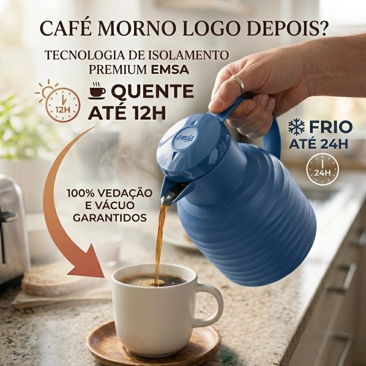 GARRAFA TERMICA HERMETICA SAMBA QUICK PRESS AZUL EMSA 1 LITRO