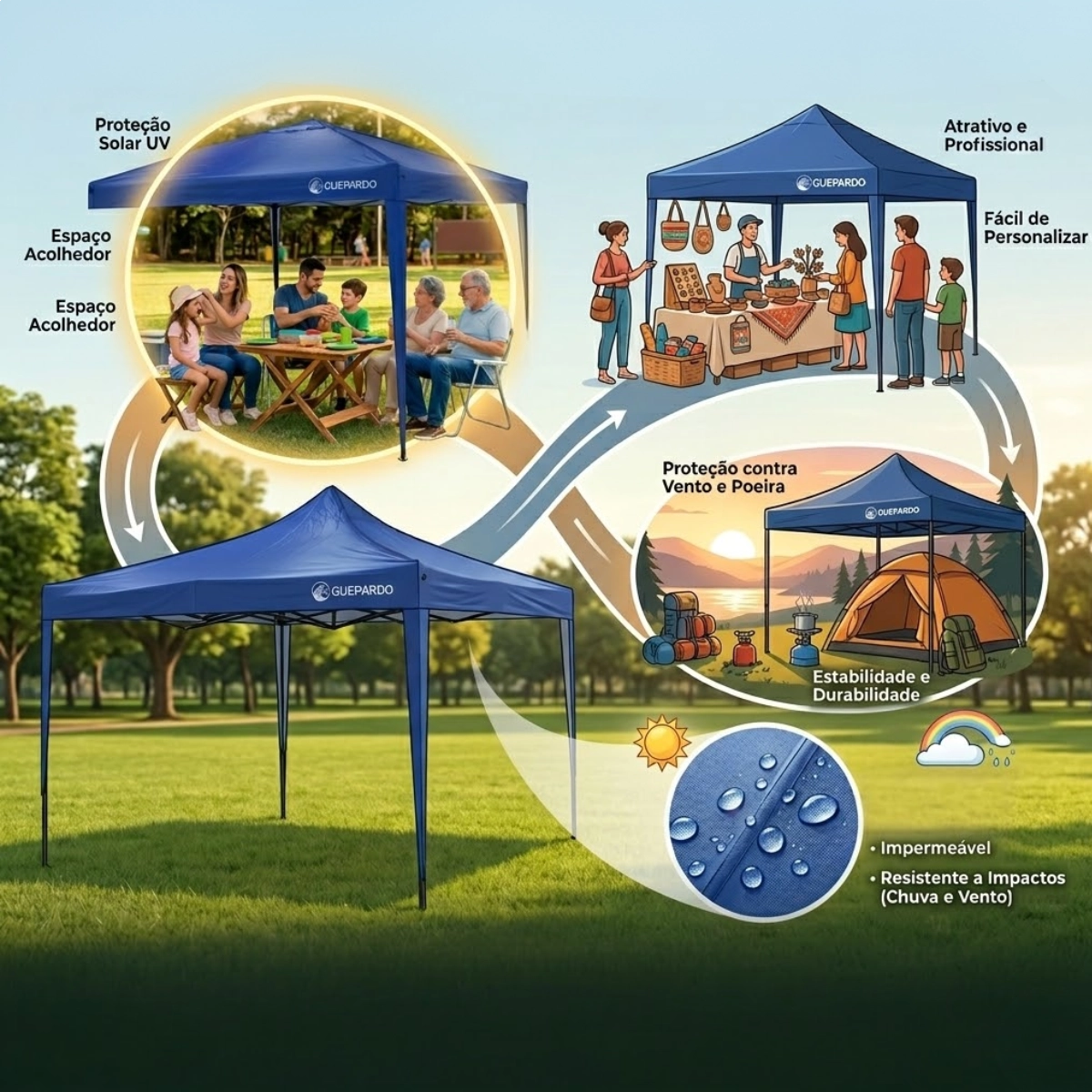 Gazebo Pagoda 3x3 Azul Gazebo Pagoda 3x3 Azul