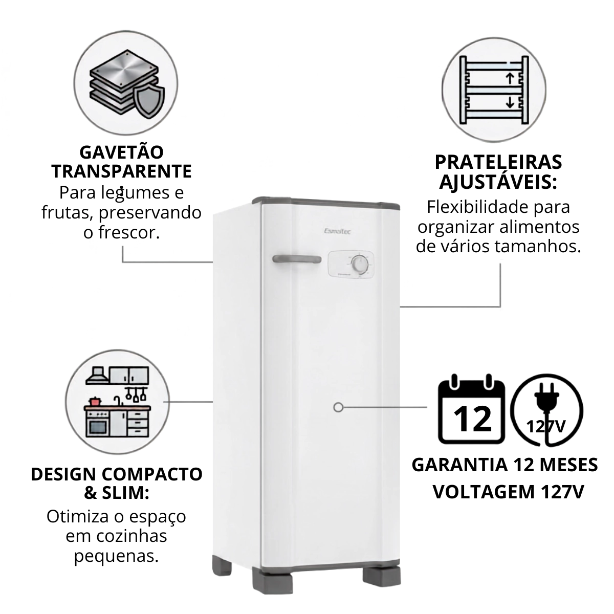 GELADEIRA ESMALTEC ROC31 PRO 293 LITROS 1 PORTA BRANCA 127V GELADEIRA ESMALTEC ROC31 PRO 293 LITROS 1 PORTA BRANCA 127V