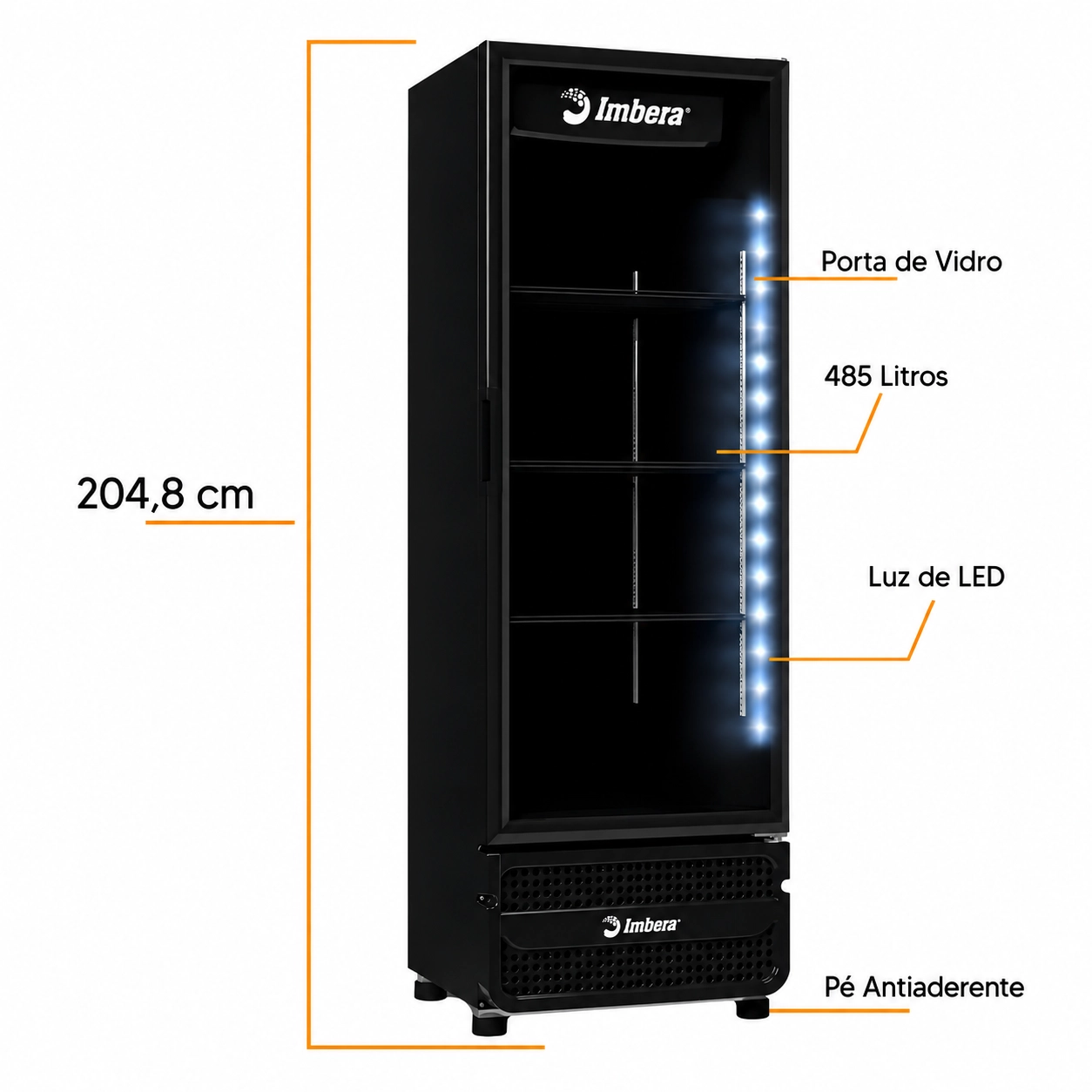 GELADEIRA EXPOSITORA VERTICAL IMBERA VRS16 485 LITROS PRETA COM PORTA DE VIDRO