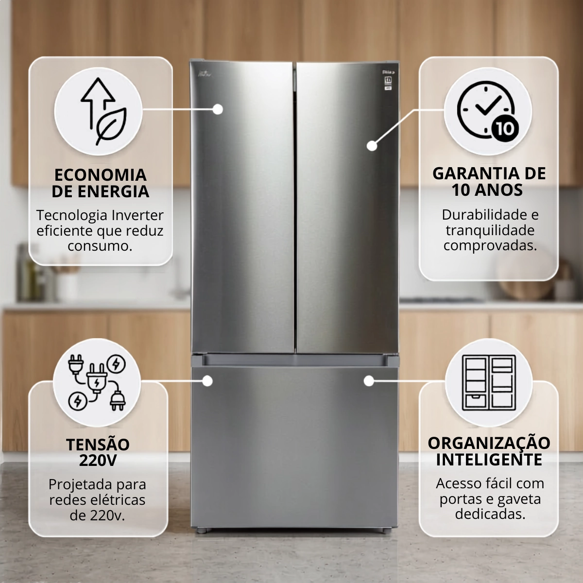 GELADEIRA FRENCH DOOR PHILCO 523L ECO INVERTER INOX PRF53A GELADEIRA FRENCH DOOR PHILCO 523L ECO INVERTER INOX PRF53A