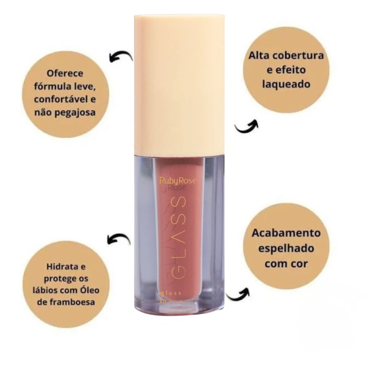 GLOSS LABIAL BG03 GLASS LAQUEADO RUBY ROSE 3ML
