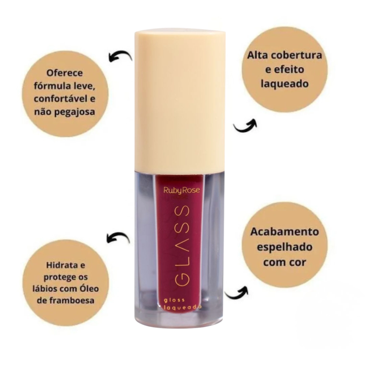 GLOSS LABIAL BG05 GLASS LAQUEADO RUBY ROSE 3ML
