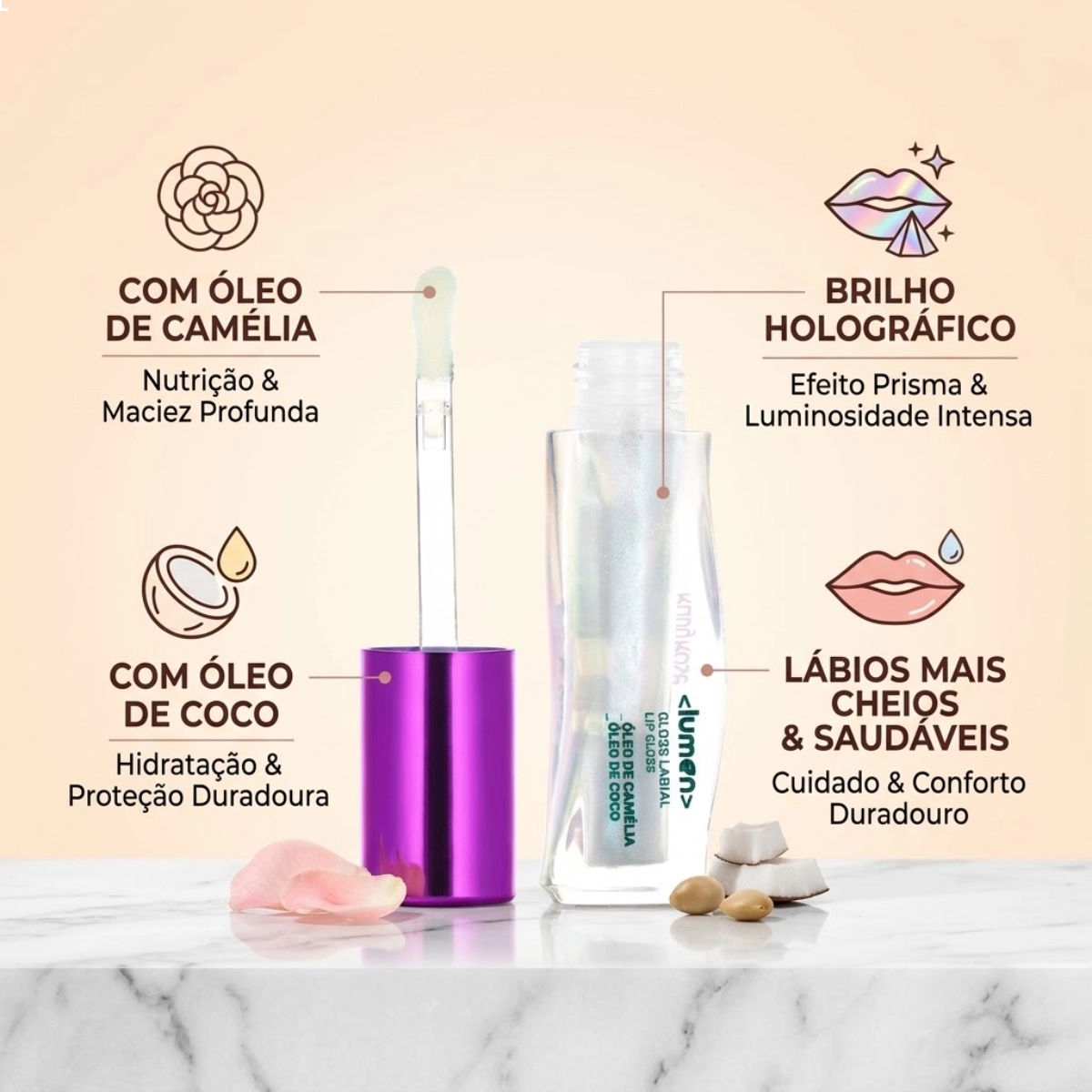 GLOSS LABIAL RUBY ROSE WONDER LUMEN CONSTELATTION EFEITO BRILHO