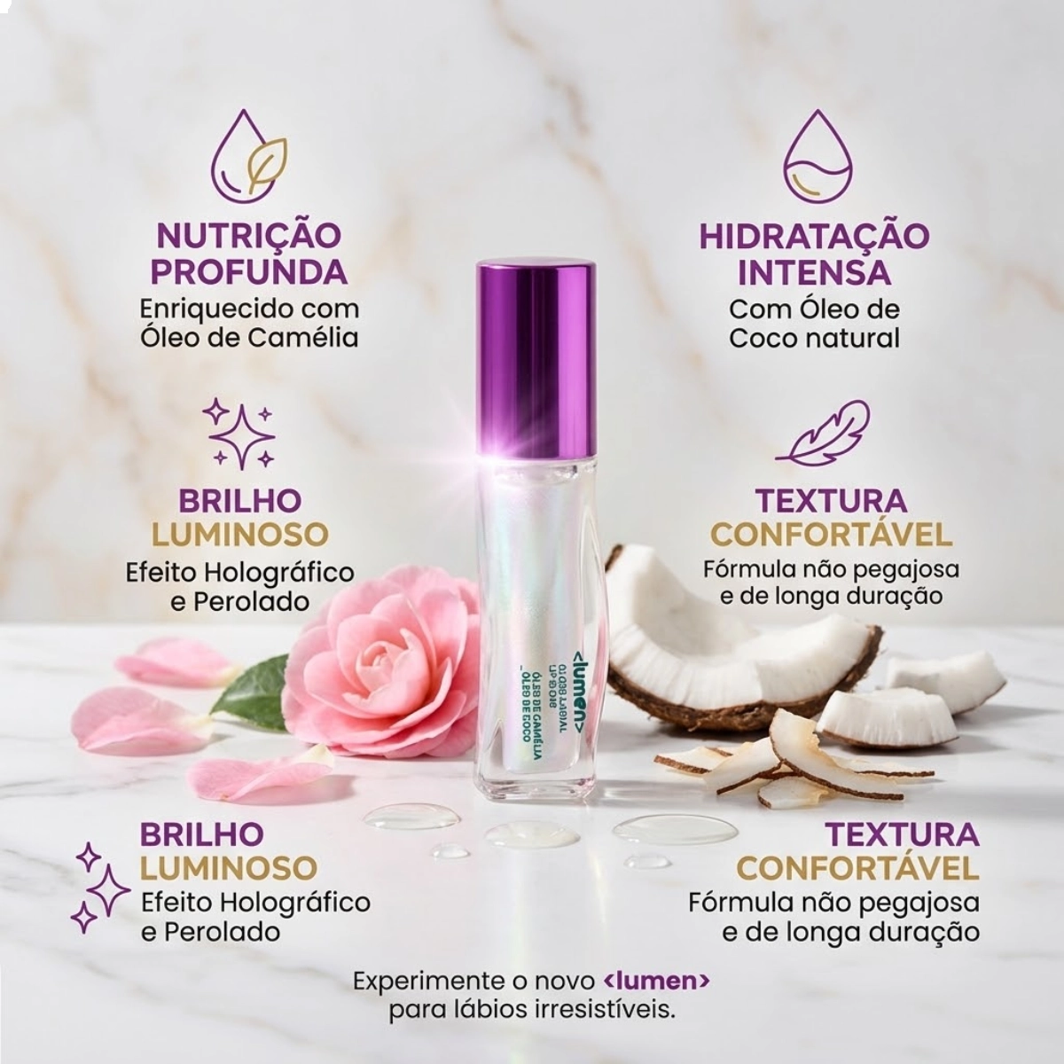 GLOSS LABIAL RUBY ROSE WONDER LUMEN CONSTELATTION EFEITO BRILHO