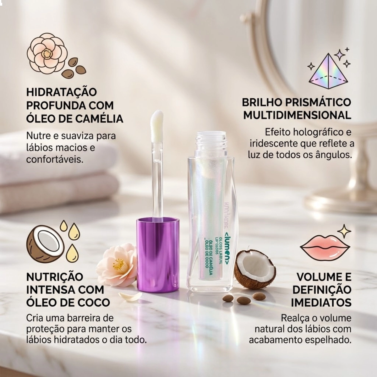 GLOSS LABIAL RUBY ROSE WONDER LUMEN LUX EFEITO BRILHO
