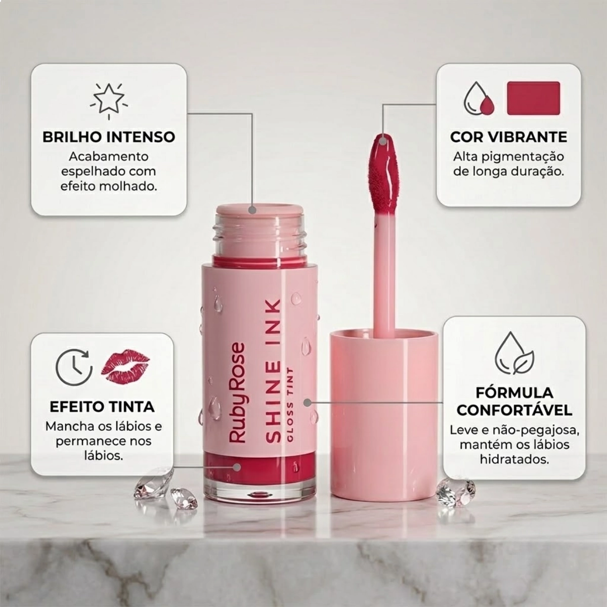 GLOSS TINT SHINE INK RUBY ROSE LONGA DURAÇÃO SI20 GLOSS TINT SHINE INK RUBY ROSE LONGA DURAÇÃO SI20