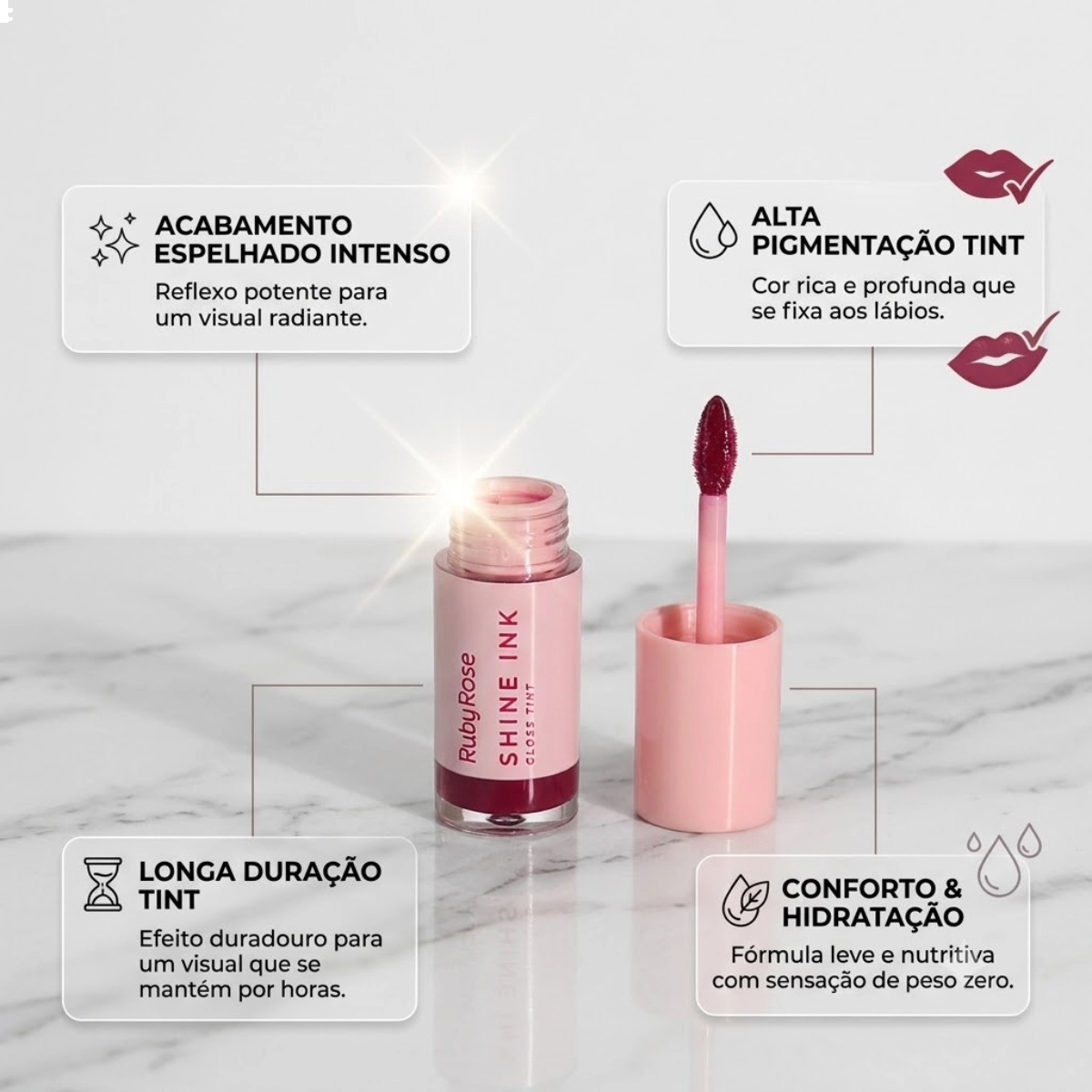 GLOSS TINT SHINE INK RUBY ROSE LONGA DURAÇÃO SI50 GLOSS TINT SHINE INK RUBY ROSE LONGA DURAÇÃO SI50