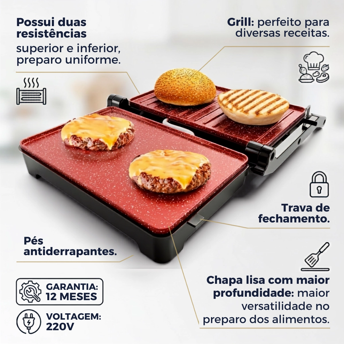 GRILL E SANDUICHEIRA BRITÂNIA 2 EM 1 BGR28A INOX 220V GRILL E SANDUICHEIRA BRITÂNIA 2 EM 1 BGR28A INOX 220V