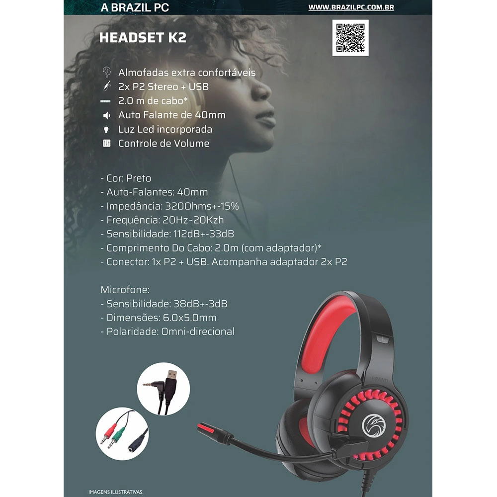 Headphone Gamer Brazilpc Bpc-k2 P2 C/ Microfone Headphone Gamer Brazilpc Bpc-k2 P2 C/ Microfone
