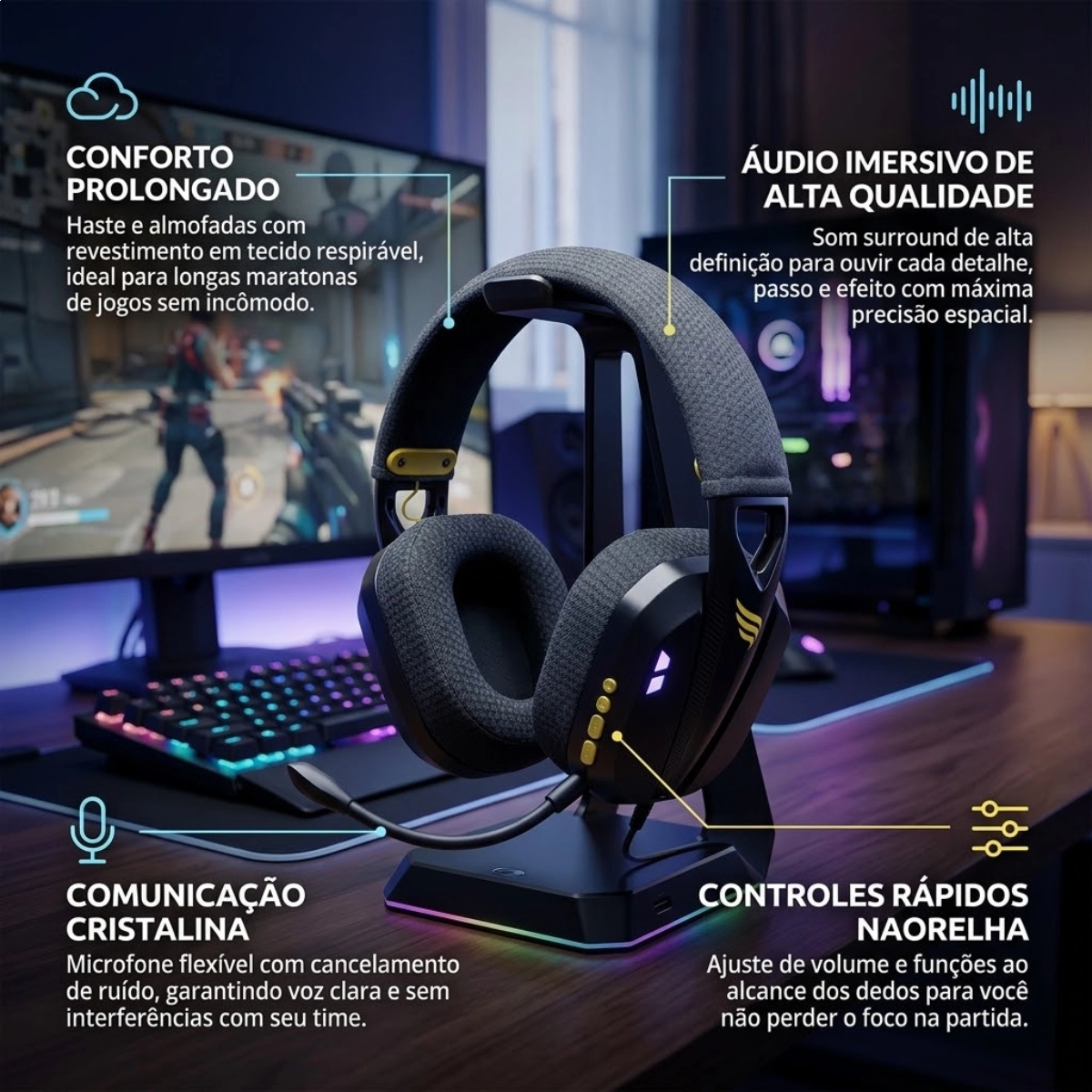 HEADSET GAMER FALLEN PANTERA ECO LIGHT WIRELESS PRETO HEADSET GAMER FALLEN PANTERA ECO LIGHT WIRELESS PRETO