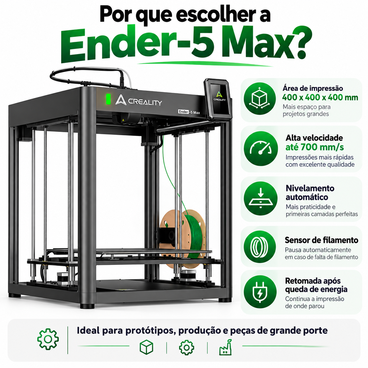 IMPRESSORA 3D CREALITY ENDER 5 MAX 400X400X400MM 700MM/S IMPRESSORA 3D CREALITY ENDER 5 MAX 400X400X400MM 700MM/S