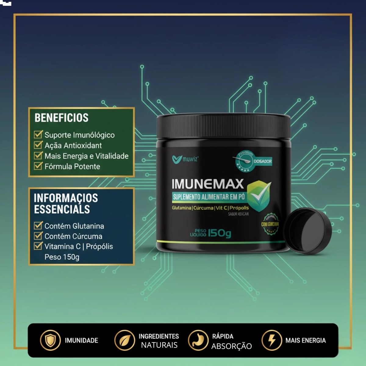 IMUNEMAX EM PO 150GR SUPLEMENTO ALIMENTAR SABOR ABACAXI MUWIZ IMUNEMAX EM PO 150GR SUPLEMENTO ALIMENTAR SABOR ABACAXI MUWIZ