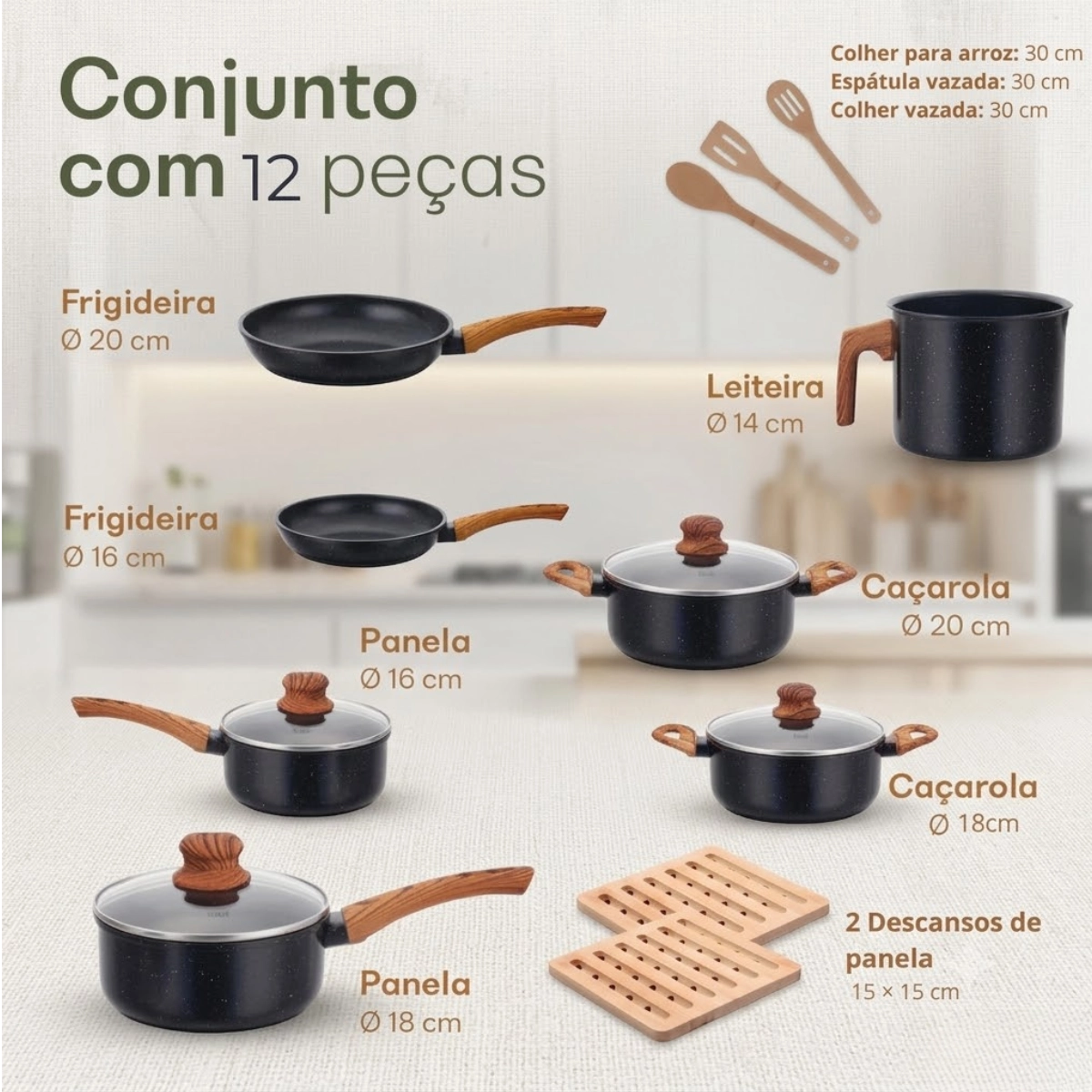 JOGO DE PANELAS INDUÇÃO ANTIADERENTE 12 PEÇAS FUNDO TRIPLO ALUMÍNIO ECOGLIDE PRETO ONIX JOGO DE PANELAS INDUÇÃO ANTIADERENTE 12 PEÇAS FUNDO TRIPLO ALUMÍNIO ECOGLIDE PRETO ONIX